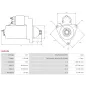Démarreur 12V 2.50kW 10 dents AS-PL S6444S, UD19278S, CARGO 115314, DENSO 228000-0840, 228000-0841