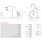 Démarreur 12V 2.50kW 9 dents AS-PL UD815162(DENSO)S, BOSCH 0001109291, 0001109292, 0001109300, 0001109301