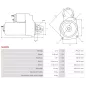 Démarreur 12V 1.90kW 13 dents AS-PL UD100749S, CARGO 116246, DENSO 438000-0820, 438000-0821, 438000-0822