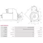 Démarreur 12V 1.40kW 8 dents AS-PL UD810222(DENSO)S, CARGO 115322, DENSO 228000-8690, 228000-8691, 228000-9800