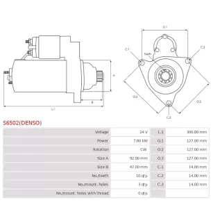 Démarreur 24V 7.80kW 10 dents AS-PL UD816059(DENSO)S