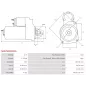 Démarreur 12V 0.70kW 9 dents AS-PL UD808821(DENSO)S, BOSCH 0986027020, CARGO 115598, DELCO DRS0879, DENSO 428000-3460