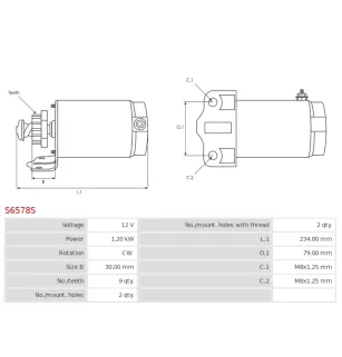 Démarreur 12V 1.20Kw 9 dents ARROWHEAD SMU0511, SND0609,