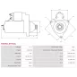 Démarreur 12V 2.00kW 9 dents DEUTZ 36000100, ISKRA / LETRIKA 11.131.199, AZE2641, IS1062, MAHLE MS 445