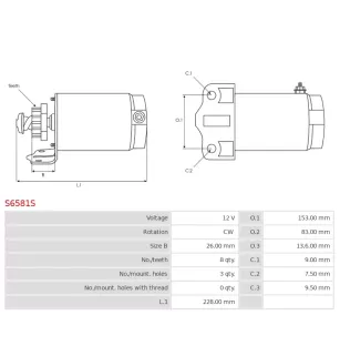Démarreur 12V 8 dents ALANKO 10439135, 10439137, 11439137, 11439135, DENSO 428000-3530, 428000-1101