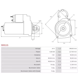 Démarreur 24V 4.00KW 10 dents ISKRA / LETRIKA 11.130.745, 11.130.936, 11.130.977, 11.131.082, 11.131.388, AZJ3265