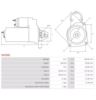 Démarreur 12V 2.80KW 11 dents ELMOT R11, R11.01, R11.06, R11.10
