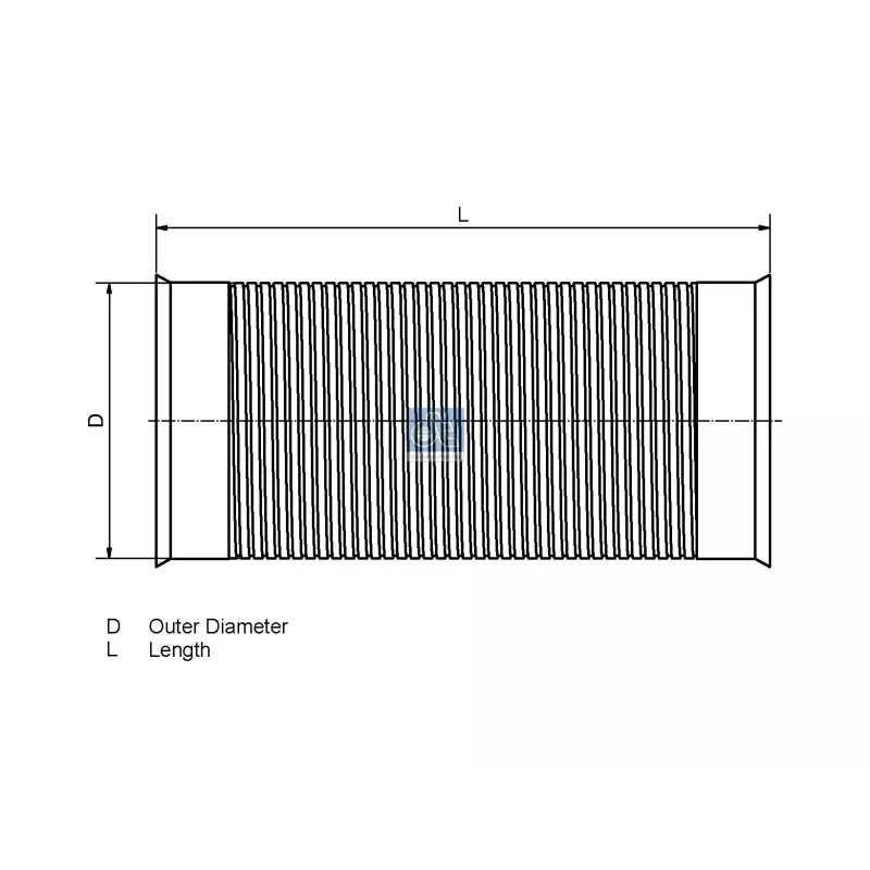 Flexible d'échappement, acier inoxydable, D: 95 mm, L: 295 mm Pour Mercedes-Benz OM 300 - (L-Serie), MK-Series (OM 400)