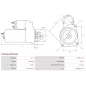 Démarreur 12V 1.00kW 9 dents AS-PL UD810409(LETRIKA)S, CARGO 114276, ISKRA / LETRIKA 11.131.028, 11.131.529, AZE1240