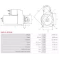 Démarreur 12V 3.20kW 9 dents AS-PL UD809705(LETRIKA)S, CASE 130100090735, DEUTZ 12187645, FENDT F13590206001, F514900060040