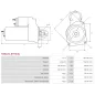 Démarreur 12V 3.20kW 9 dents AS-PL UD812077(LETRIKA)S, CARGO 116596, ISKRA / LETRIKA 11.131.957, AZE4205, IS1297