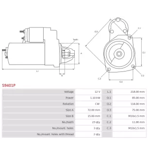 Démarreur 12V 1.10KW 23 dents MAGNETI MARELLI 063280006010, 63223528, 63223538, 63293538, 943253111010