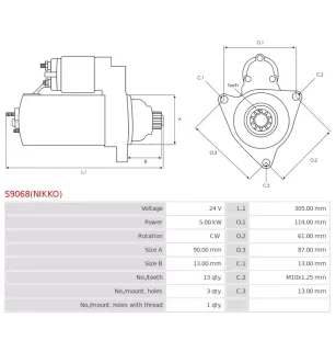 Démarreur 24V 5.00Kw 13 dents ISUZU 4HK1, 8980019150, 8980540630, 8980703210, 8980703211, 89807321