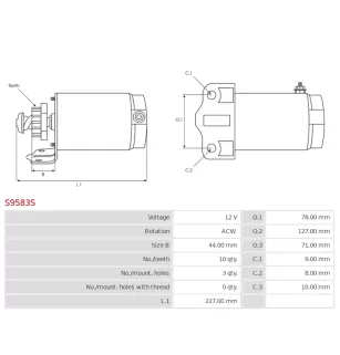 Démarreur 12V 10 dents AS-PL UD13694S, CARGO 112154, ALANKO 10439023