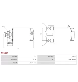 Démarreur 12V 10 dents AS-PL UD13700S, CARGO 115388, ALANKO 10438968, ARROWHEAD SAB0116, DIXIE 206-07130
