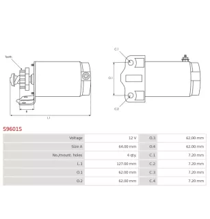 Démarreur 12V AS-PL UD13703S, HONDA 36120-ZV5-821, ARROWHEAD TRM0040