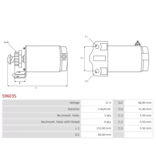 Démarreur 12V AS-PL UD13704S, ARROWHEAD TRM0071, LESTER 10834, PSH 350.586.000.200, WAI / TRANSPO 10834N
