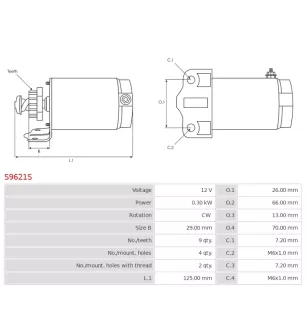 Démarreur 12V 0.30kW 9 dents AS-PL UD19024S, APRILIA 0294800, 219120, ARROWHEAD SCH0012, AUTOTEAM SCA140A