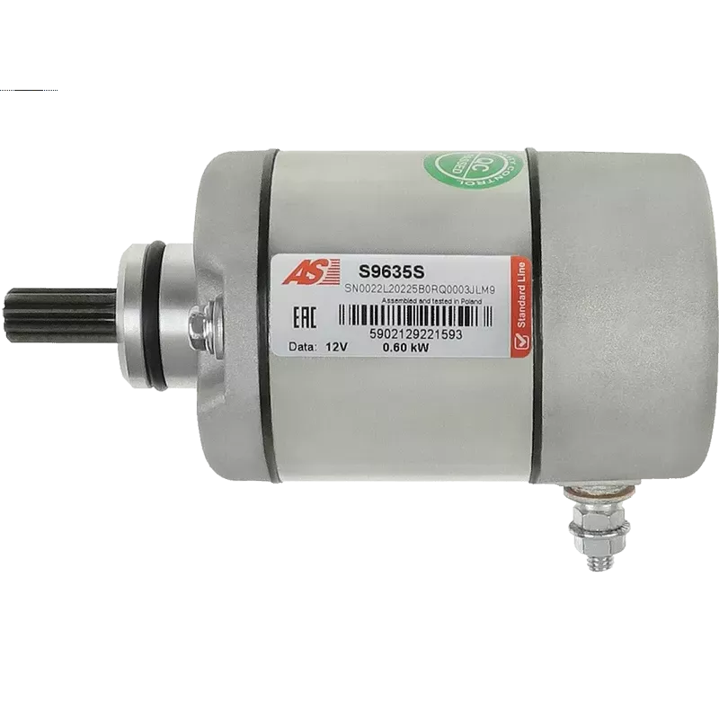 Démarreur 12V 0.60kW 9 dents AS-PL UD19068S, BOSCH F032111927, CARGO 111927, HONDA 31200-HM8-003, 31200-HM8-A41 Démarreur 12V 0.60kW 9 dents AS-PL UD19068S, BOSCH F032111927, CARGO 111927, HONDA 31200-HM8-003, 31200-HM8-A41