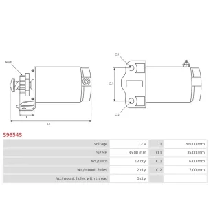 Démarreur 12V 12 dents AS-PL UD19131S, DELCO RS41222, ALANKO 10439181, 439181, APRILIA AP8520003