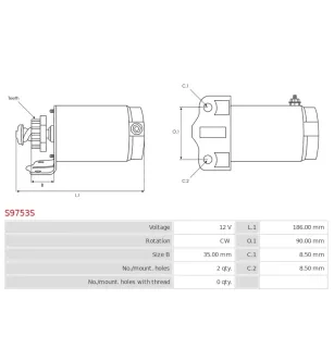 Démarreur 12V AS-PL UD19190S, DELCO RS41065, ALANKO 10438944, ARCTIC CAT 0745-126, 0745-350