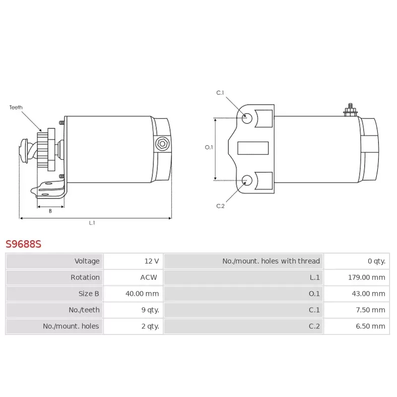 Démarreur 12V 40.00mm 9 dents HONDA 31200-MT3-003, AS-PL UD19147S, ALANKO 10439228, 439228, ARROWHEAD SMU0240 Démarreur 12V 40.00mm 9 dents HONDA 31200-MT3-003, AS-PL UD19147S, ALANKO 10439228, 439228, ARROWHEAD SMU0240
