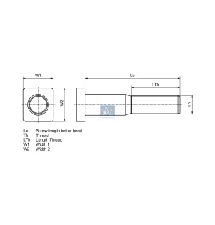 Goujon de roue 7/8" x 11 BSF, LTh: 48 mm, Lu: 70 mm, W1: 30 mm