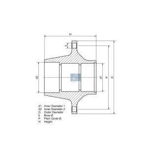 Moyeu de roue, avec roulement, d1: 147 mm, d2: 147 mm, D: 375 mm, 10 bores, b: 22.3 mm, H: 210 mm Pour Scania 3-Serie Bus