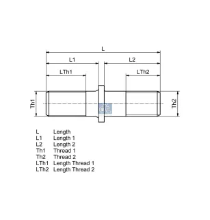 Goujon de roue, M20 x 1,5, LTh1: 30.5 mm pour BPW tbd - 03.296.12.04.0