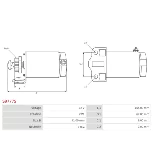Démarreur 12V 9 dents AS-PL UD19071S, DELCO RS41235, ALANKO 10439180, 439180, LESTER 18761