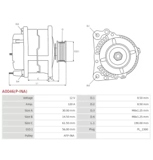 Alternateur 12V 120A Bosch 0124515026 0124515083