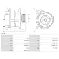 Alternateur 12V 120Amp AS-PL A0075, BOSCH 0124515044, 0986042820, CARGO 113270, DELCO DRB2820