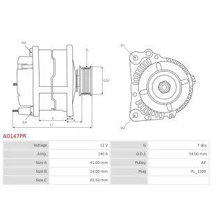 Alternateur 12V 140A Bosch 0124525020 0124525025