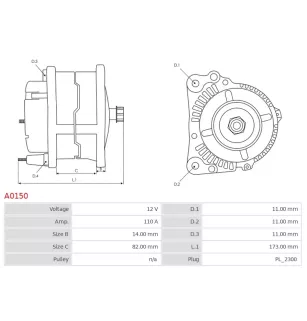 Alternateur 12V 110A Bosch A0150 0124325122