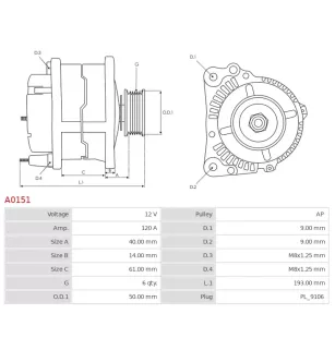 Alternateur 12V 120A Bosch A0151 0123510008
