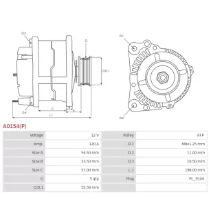Alternateur 12V 120A Bosch UD20636A 0124515031