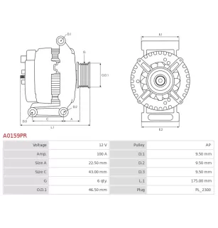 Alternateur 12V 100A Bosch 12317523897 7523897