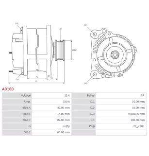 Alternateur 12V 150A Bosch A0160 0124615007