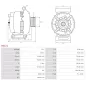 Alternateur 12V 100Amp AS-PL A0121, BOSCH 0124325168, 0124415009, 0124415025, 0124425019