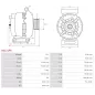 Alternateur 12V 100Amp BOSCH 0124325168, 0124415009, 0124415025, 0124425019, 0986044010