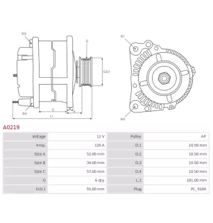 Alternateur 12V 120A Bosch 0124515049 113304