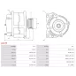 Alternateur 12V 120Amp AS-PL A0278, BOSCH 0124425034, 0124425070, 0124525078, 0986080990