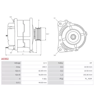 Alternateur 12V 140A Bosch A0302 0123510004