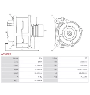 Alternateur 12V 140A Bosch 0124525008 0124525087