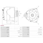 Alternateur 12V 100Amp AS-PL A0252, BOSCH 0124325172, 0124325221, 0986081410, 1986A00528
