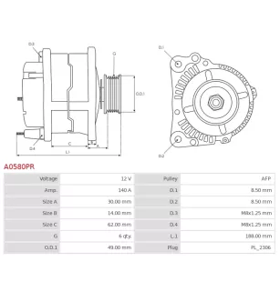 Alternateur 12V 140A Bosch F000BL0805 F000BL0818