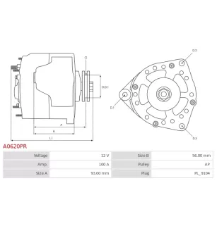 Alternateur 12V 100Amp BOSCH 0120468057, 0120468058, 0120468059