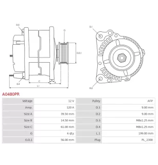 Alternateur 12V 120A Bosch 0124515022 0124515101