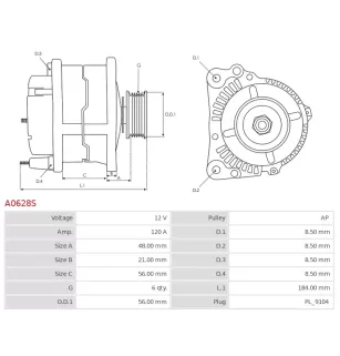 Alternateur 12V 120A Bosch UD20694A 0120465006