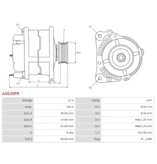 Alternateur 12V 140A Bosch F000BL0895 03L903024P